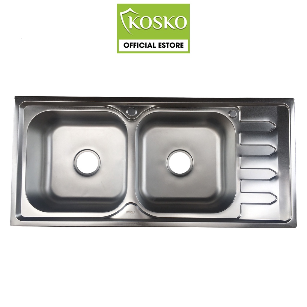 Chậu rửa bát KOSKO inox 304 kích thước 100x46cm loại đa năng 2 Hố 1 Bàn đã gồm bộ ống xả - Bảo Hành 12 tháng