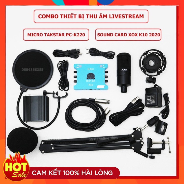 Combo thiết bị hát karaoke livestream Micro Takstar PC-K220 kết hợp sound card XOX K10 2020 | Hát karaoke online cực hay