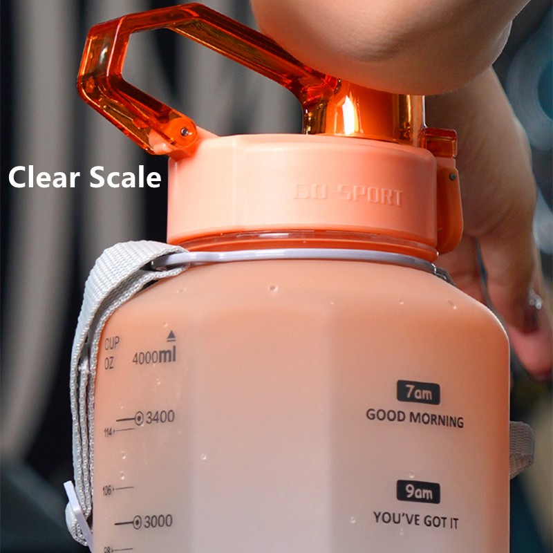 Diller Bình Nước Thể Thao Bằng Silicone Không Chứa BPA Kèm Ống Hút Đánh Dấu Thời Gian Cho Gym D58 4L