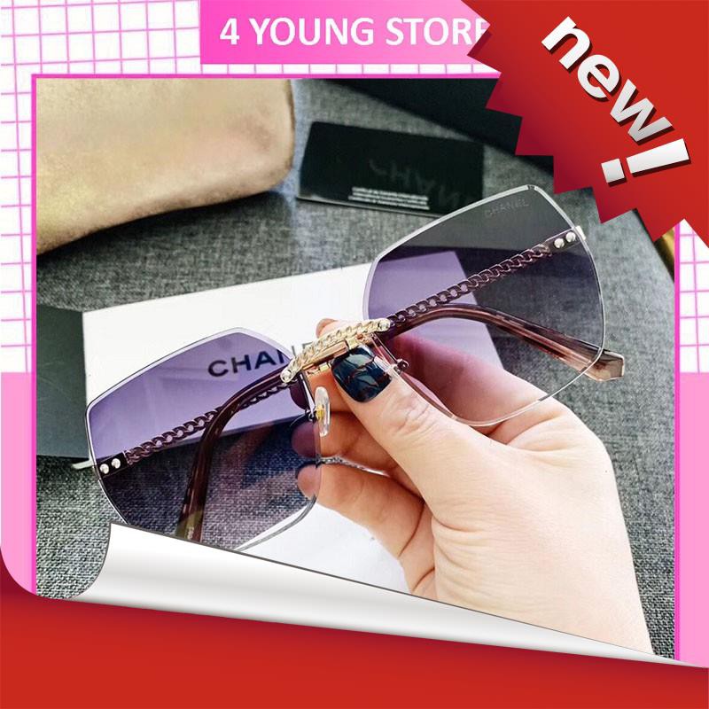 Kính mát nữ thời trang Hipster đa giác không khung dải màu Gradient - Kính râm 007