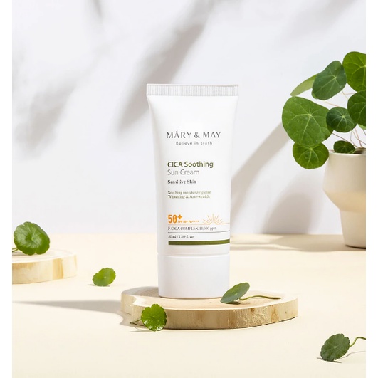 Kem chống nắng rau má MARY &amp; MAY CICA SOOTHING SUN CREAM