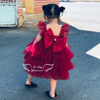Váy Đỏ Tầng Dài Chân Váy Xòe Ngắn Cho Bé 7- 29 kg Công Chúa Dự Tiệc Sang Chảnh- Mẹ BốngPrincess dress