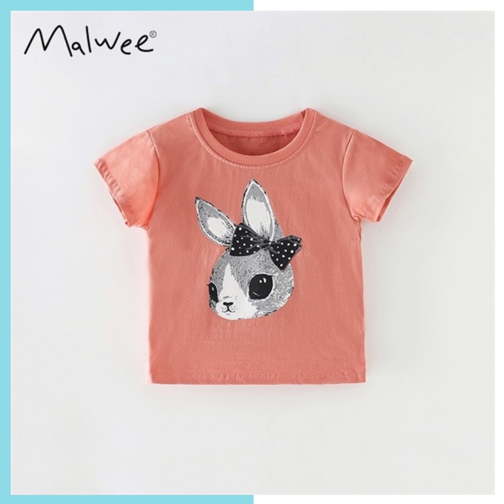 Áo thun hè cotton Malwee  thỏ nơ MW7240 cho bé gái 2-8 tuổi Mẫu mới 2022 - Little Maven Official Store