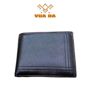 Ví Nam da bò thật cao cấp, Ví da Nappa Nguyên Chất siêu bền, dáng ngang dập chữ L màu nâu đậm