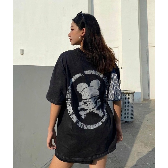 Áo thun tay lỡ Rebel wash xám / Nam nữ unisex ❤️ Áo phông cổ tròn form rộng Jaystoree