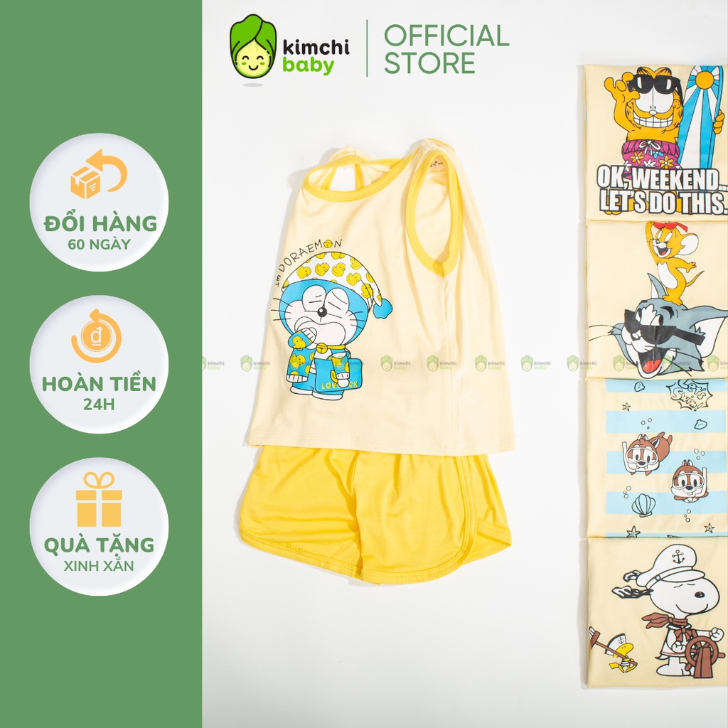 Bộ Ba Lỗ Bé Trai, Bé Gái Minky Mom Vải Thun Lạnh Snoopy Cổ Viền, Áo 3 Lỗ Cho Bé Mặc Hè Thoáng Mát MKM3LO2203