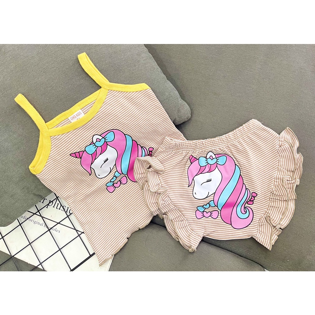 Bộ hai dây chíp Borip bé gái siêu yêu cho bé gái từ 6 đến 18kg - đồ bộ trẻ em Pikakid's