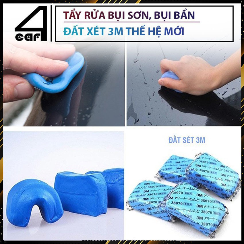 Đất Sét Rửa Xe - Bùn Làm Sạch Xe Đánh Bay Ố Bẩn, Phân Chim, Nhựa Đường , Làm Bóng Sơn, Combo 5 Miếng