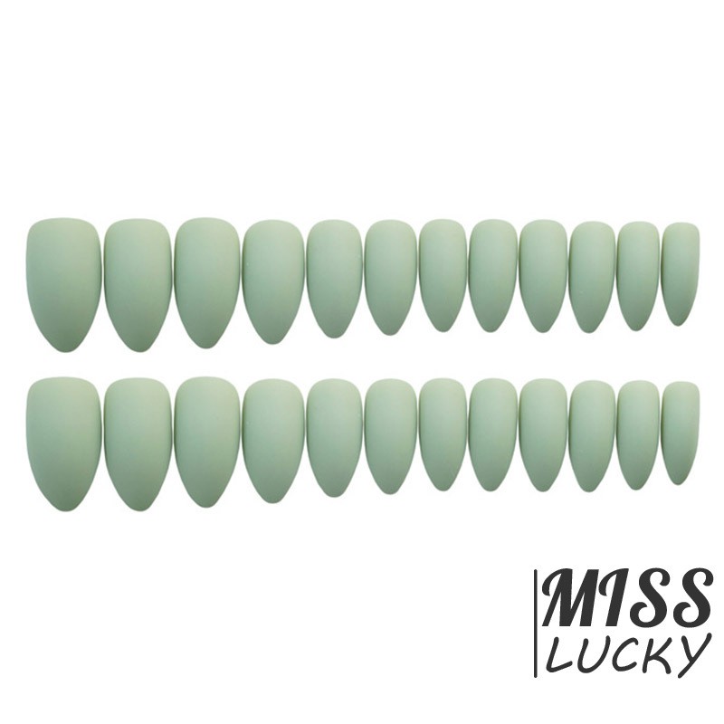 Bộ móng tay giả màu xanh xám nhám thời trang