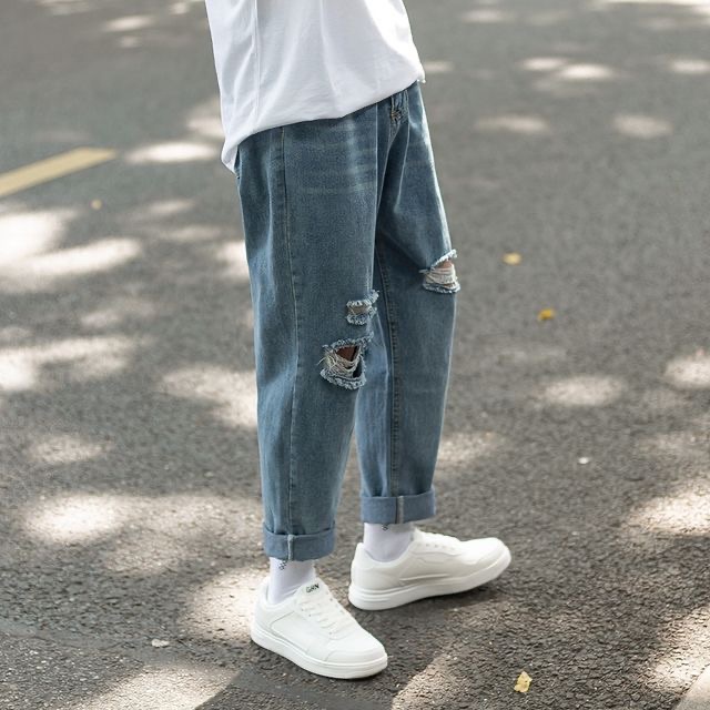 [ẢNH THẬT 100%] -  Quần baggy jean nam nữ rách gối phong cách -cam kêt Vải đẹp nhất thị trường -hot trend 2022-Q1 | BigBuy360 - bigbuy360.vn