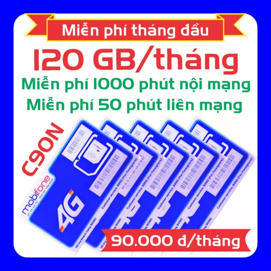 sim khuyến mãi 4G(miễn phí sử dụng tháng đầu). gói cước C90N có ngay 4gb/ngày,50 phút gọi ngoại mạng,1000 phút goị nm