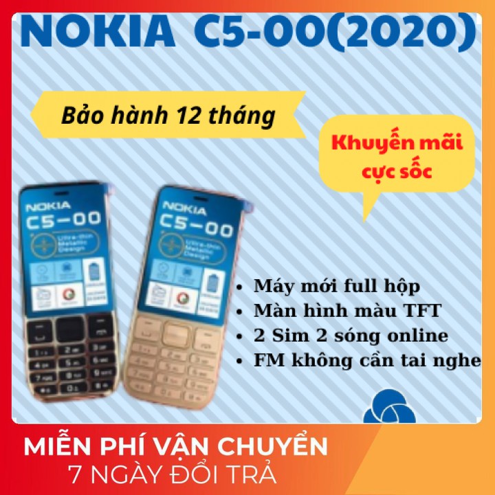 [Sốc] Điện thoại pin trâu loa to sóng khỏe nokia c5-00(2020)-Bảo hành 12 tháng