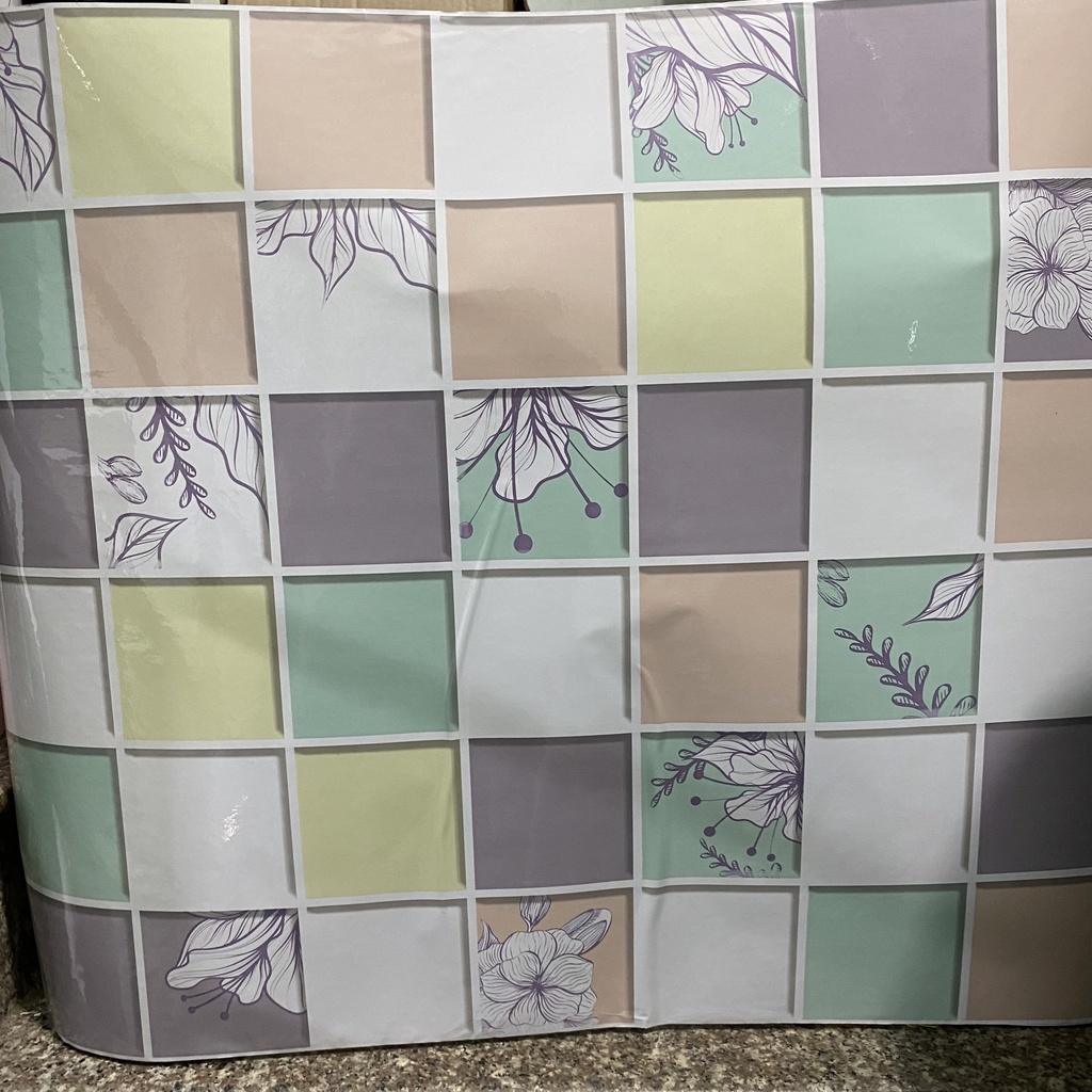 1 mét decal dán bếp tráng nhôm cách nhiệt tường gạch hoa tông màu tươi khổ 60cm keo sẵn