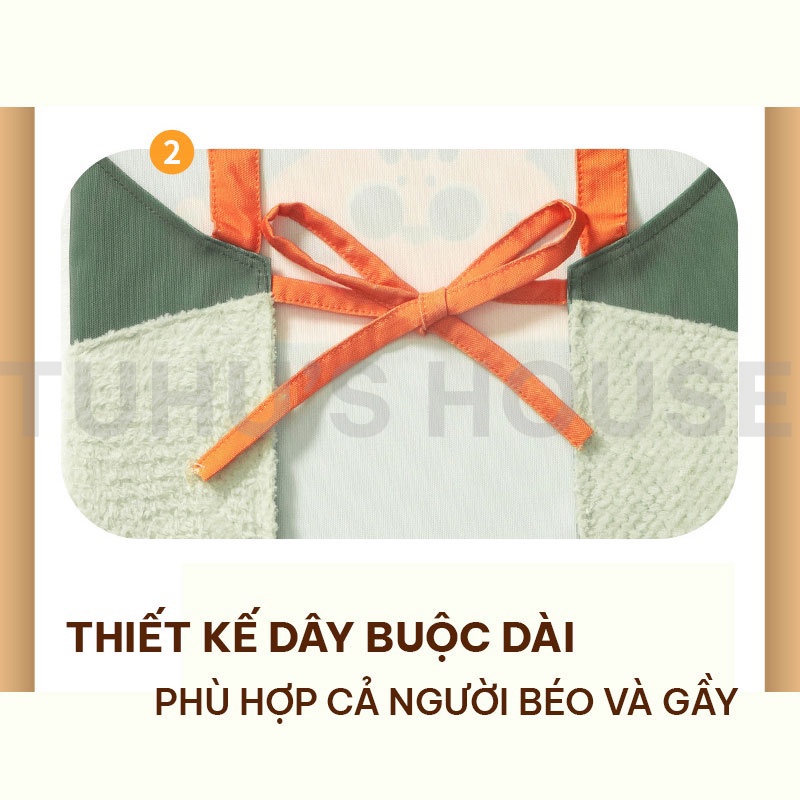 Tạp dề nấu ăn vải canvas, tạp dề chống nước có túi, khăn lau tay - Tuhu's House