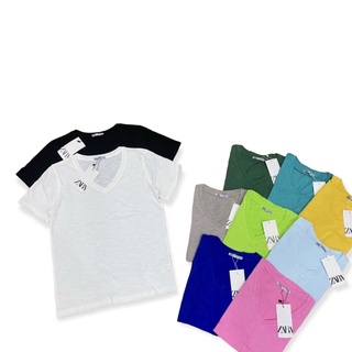 Áo thun basic V cổ Tim ZR  cotton sượt organic
