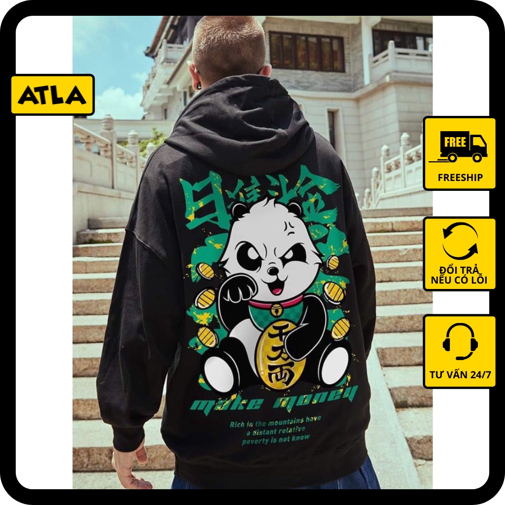 Áo Hoodie Unisex đôi PANDA form rộng nam nữ vải Nỉ Bông dày dặn 350gsm - H01