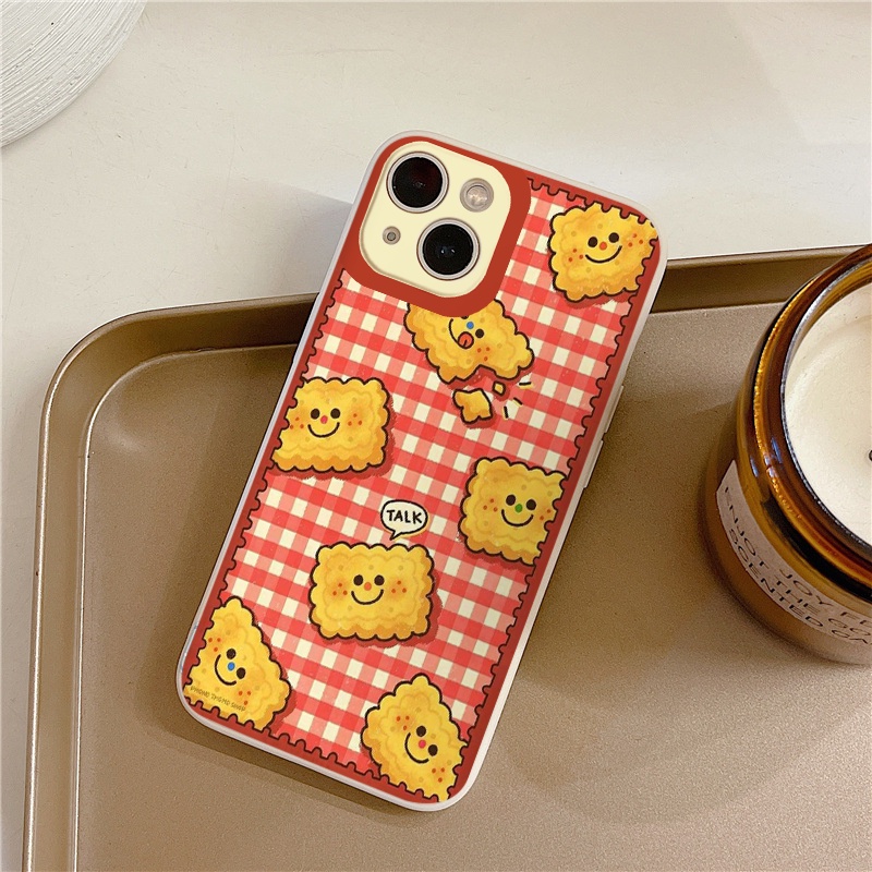 Ốp lưng iphone 11 bánh quy mặt cười caro đỏ dễ thương cho iPhone 13 12 11 Pro Max 7/7Plus/8/8Plus/X/Xs/Xs Max/11/11pro