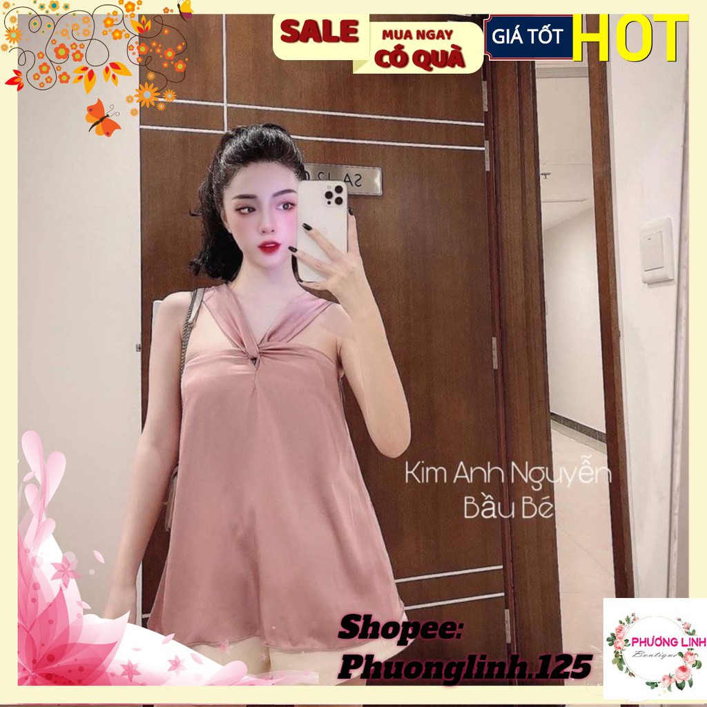 BỘ LỤA HỒNG CỔ CHÉO QUẦN SOOC CHO NỮ | BigBuy360 - bigbuy360.vn