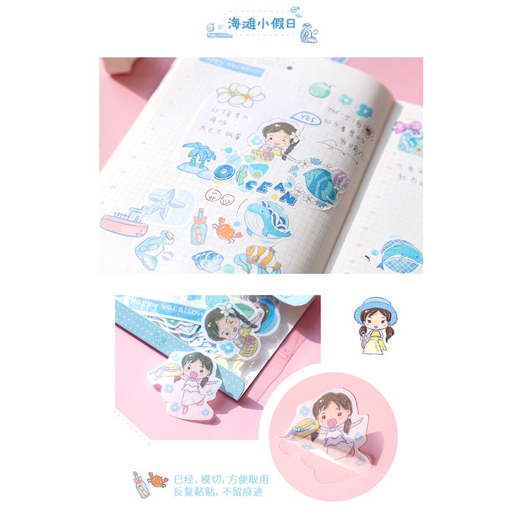 Gói 50 Nhãn dán sticker Công chúa nhỏ trang trí sổ tay bullet journal M552
