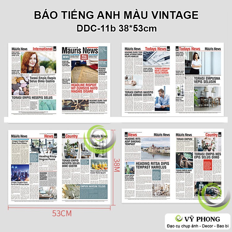 BÁO CŨ RETRO VINTAGE TIẾNG ANH ĐẠO CỤ CHỤP HÌNH SẢN PHẨM PHỤ KIỆN TRANG TRÍ DDC-11