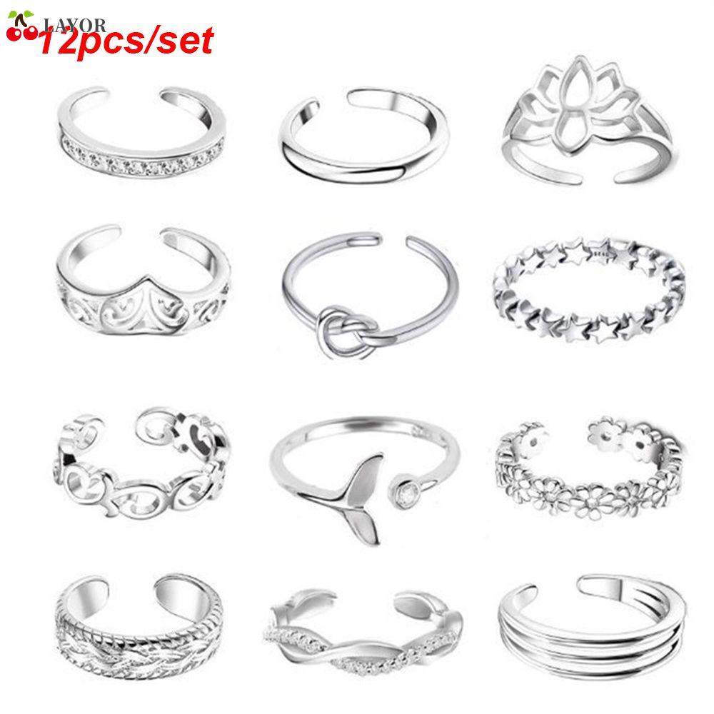 Bộ 12 Nhẫn Đeo Ngón Chân Thiết Kế Nhiều Màu Sắc Thời Trang Mùa Hè Cho Nữ