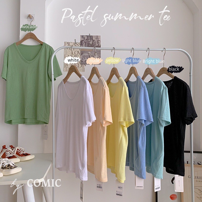 Áo thun giấy pastel basic tee comic