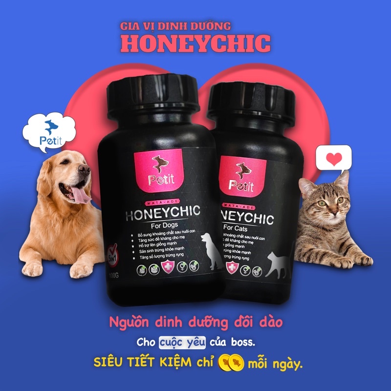 Dinh dưỡng phối giống cho Chó Mèo cái - Gia vị dinh dưỡng HONEYCHIC - Petit Vietnam