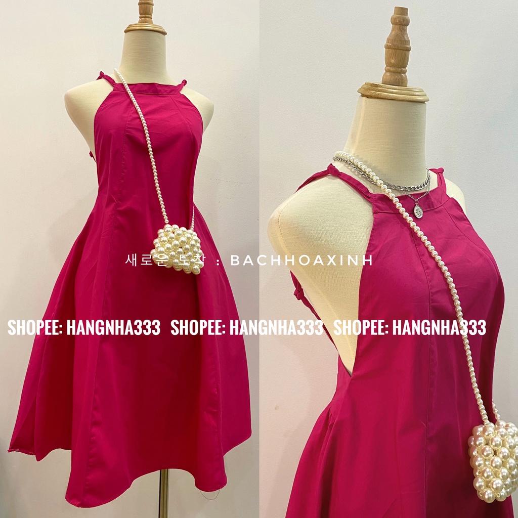 NEW || Đầm 2 dây cổ yếm hở lưng form xòe A nhiều màu mùa hè siêu xinh Ulzzang