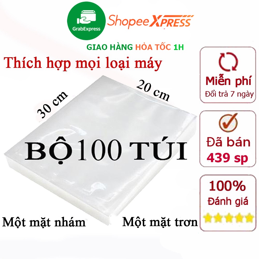 Túi hút chân không thực phẩm rộng 20cm dài 30cm dùng được tất cả các máy hút chân không [100 túi]