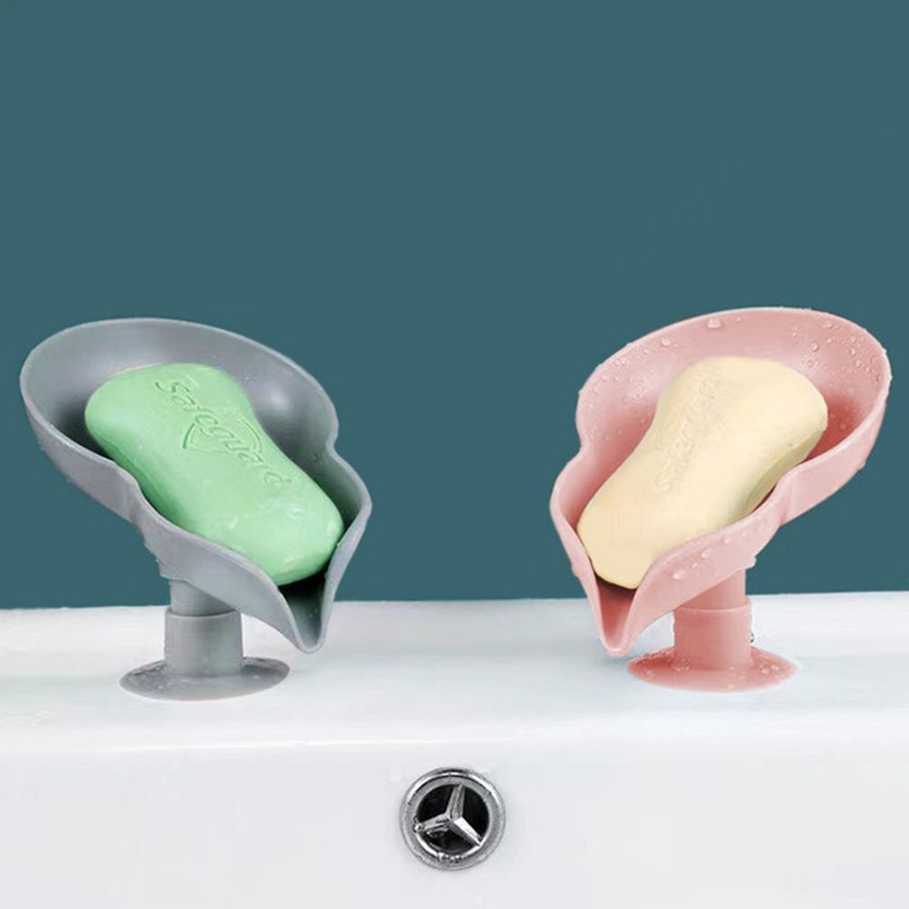 GIOVANNI Leaf-shaped Soap Box Suction Cup Soap Holder Soap Dish Bathroom Accessorie Sponge Storage Plastic Drain Shower Soap Bathroom Kitchen Drain Rack/Multicolor