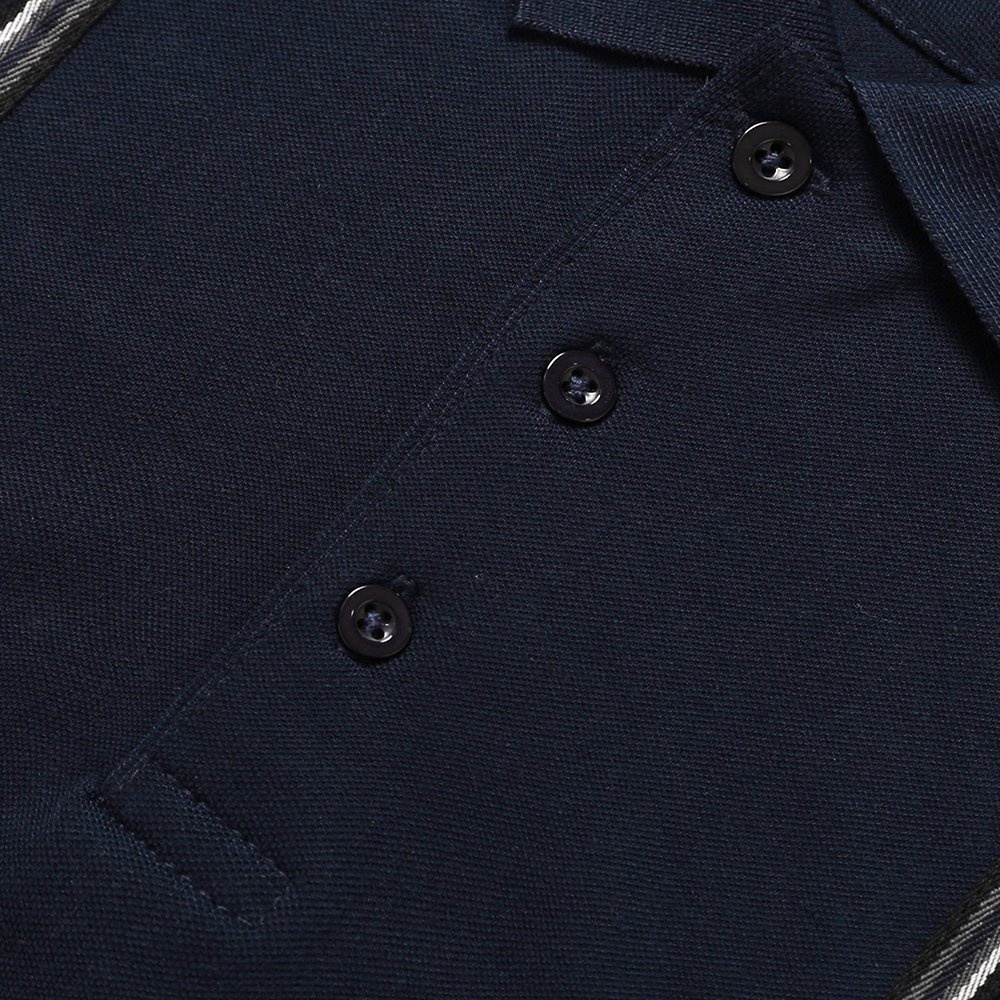 Áo Polo Ngực Phối Sọc, Màu Xanh Navy, Chất Liệu Cotton Thoáng Khí, Form Slimfit - CEFFYLO