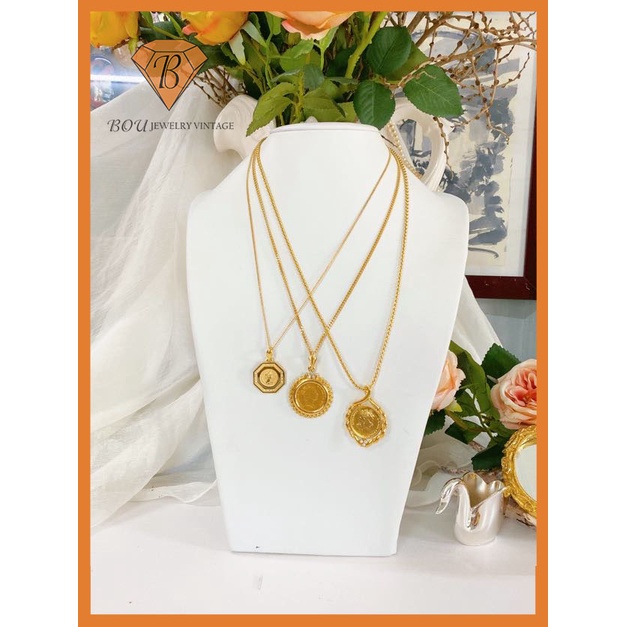 DÂY CHUYỀN MẶT NỮ HOÀNG SECONDHAND TRANG SỨC SI NHẬT BẢN BOU JEWELRY VINTAGE MÃ VC439