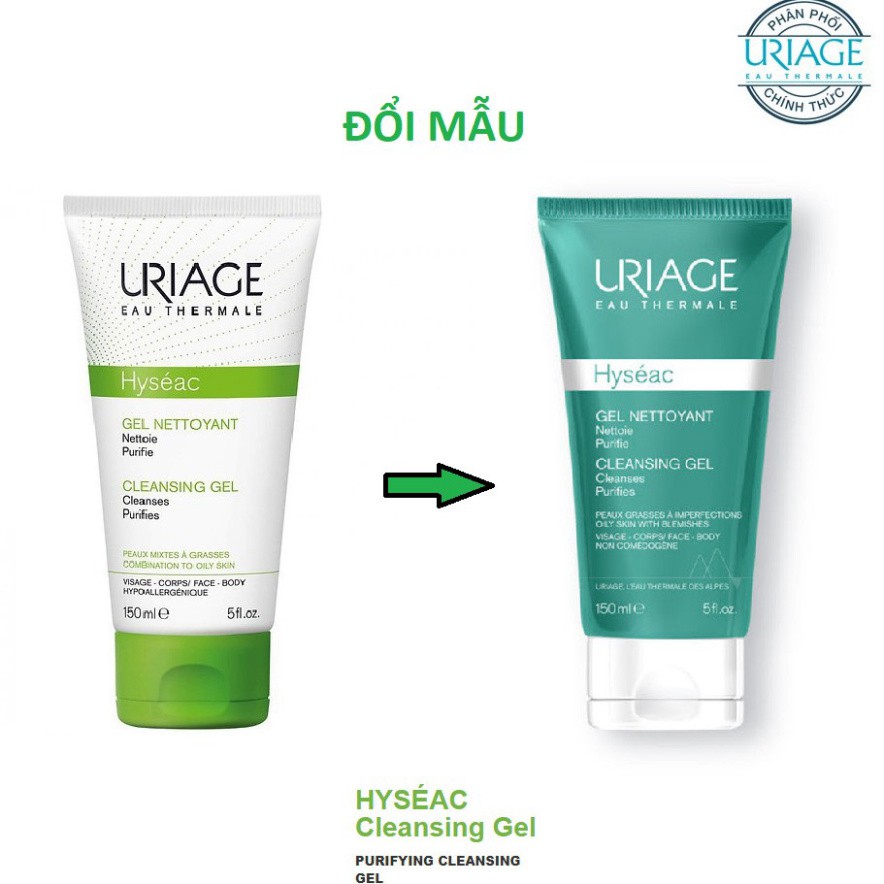 [CHÍNH HÃNG] Uriage Gel Rửa Mặt Cho Da Nhờn Mụn, Da Hỗ Hợp Hyséac Gel Nettoyant Cleansing Gel 150ml