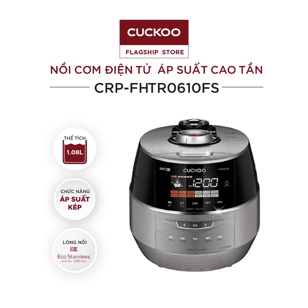 [Mã ELHACE02 giảm 12% đơn 2TR] Nồi Cơm Điện Áp Suất Cao Tần CUCKOO 1,08 lít CRP-FHTR0610FS - HÀNG CHÍNH HÃNG