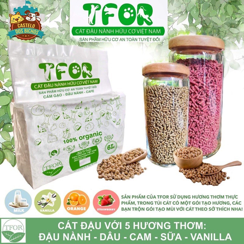 Cát vệ sinh cho mèo_cát đậu phụ TFOR 6L_cát hữu cơ_cát đậu nành_cát tofu_6L (hút chân không) an toàn bảo vệ môi trường