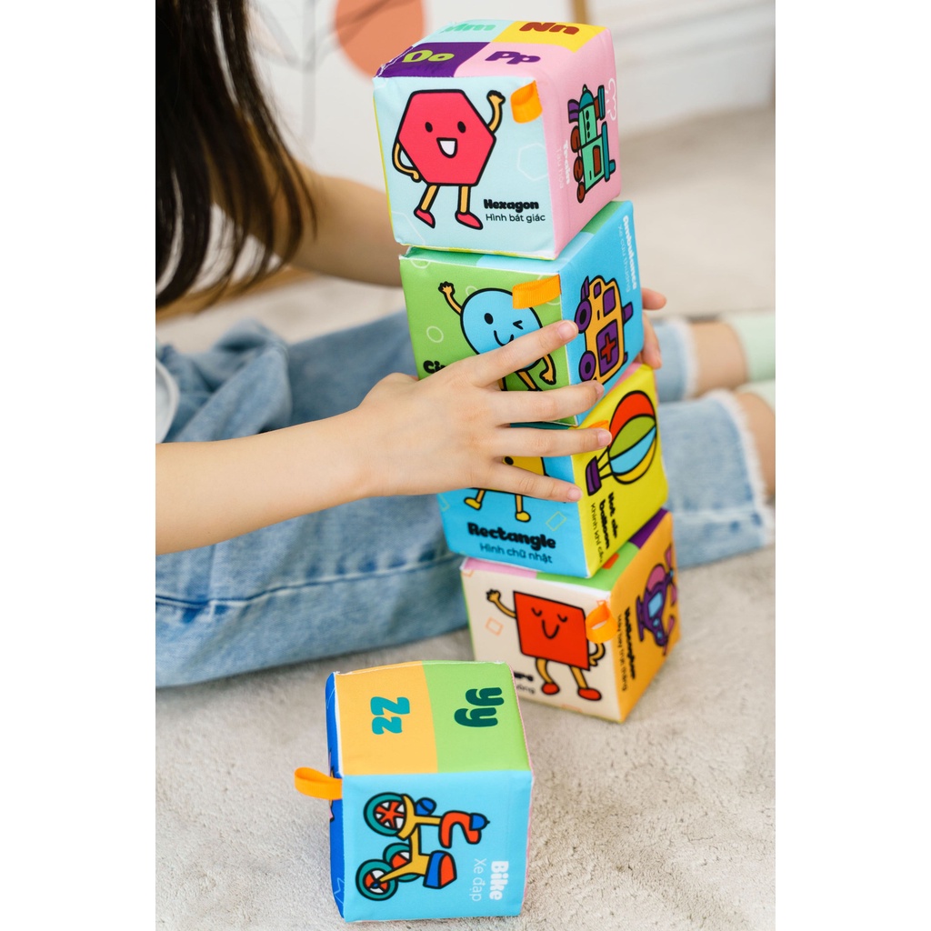 Bộ Đồ Chơi Hình khối Xúc Xắc Tặng Kèm Bóng Vải Lalala Baby - Travel Block