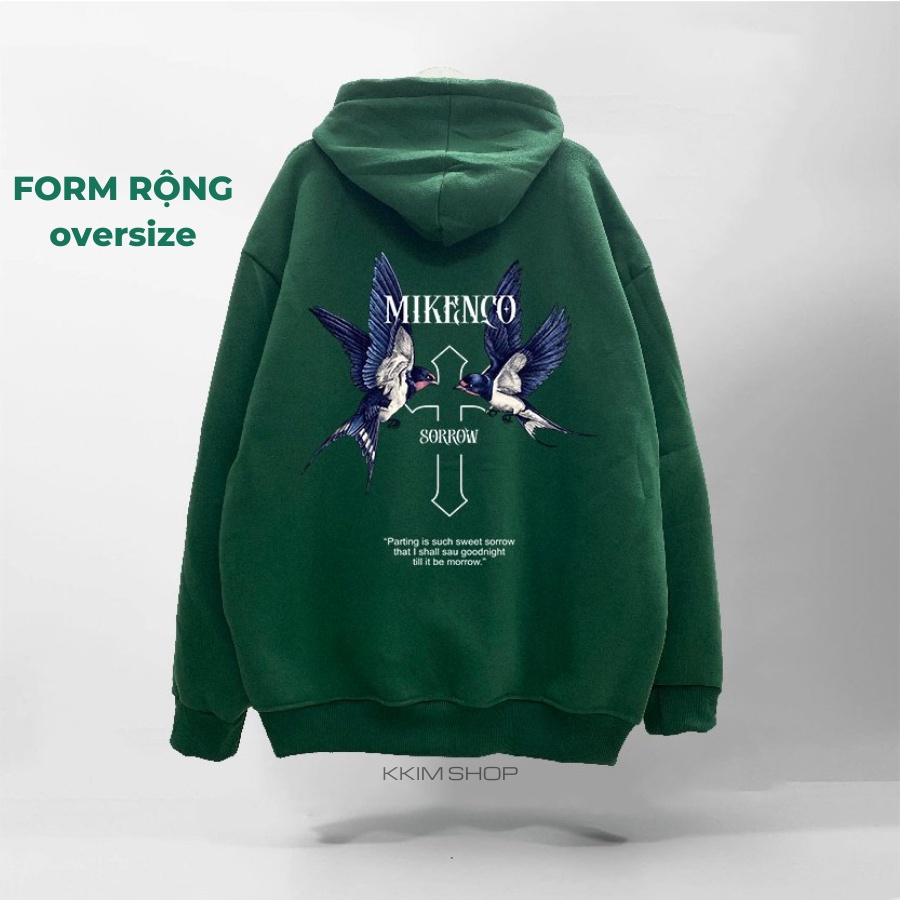Áo Nỉ HOODIE MIKENCO SORROW, Áo hoodie XANH LÁ unisex nam nữ form rộng oversize chất liệu Nỉ bông cao cấp KKIM SHOP