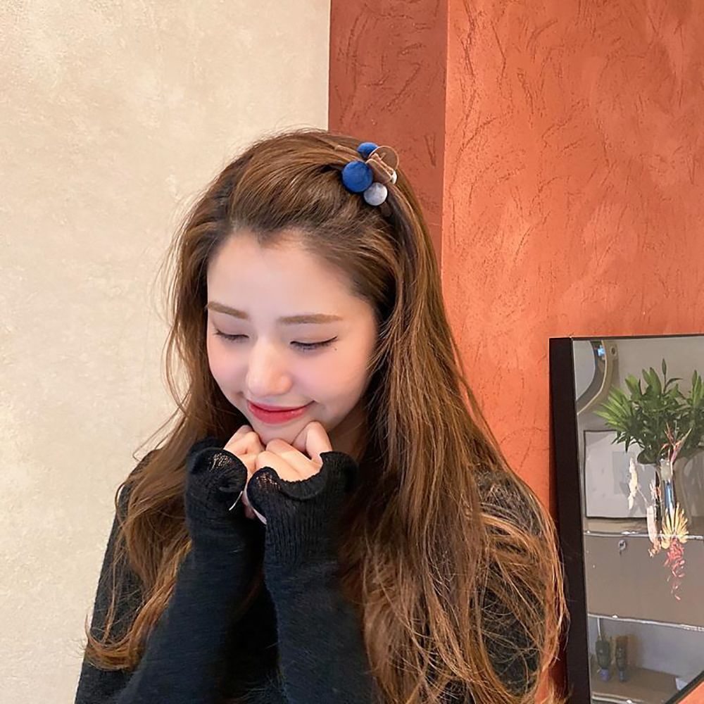 Kẹp tóc lông nhung hình học nhiều màu dễ thương phong cách Hàn Quốc cho nữ
