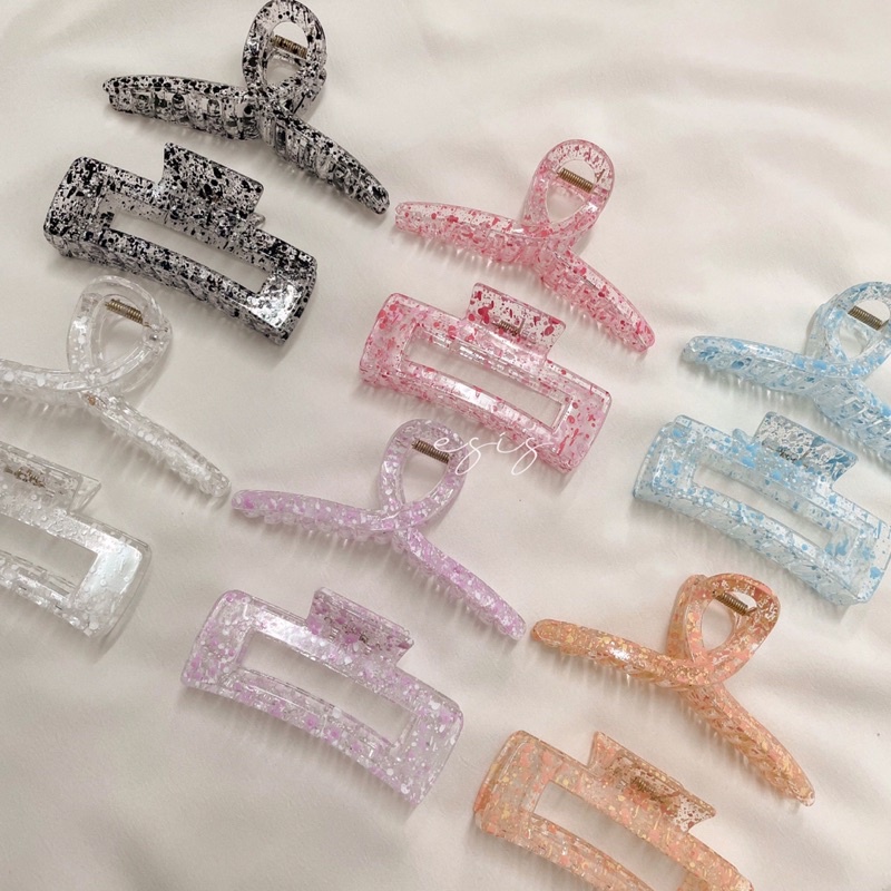 [K48/K49] KẸP GẮP TÓC CÀNG CUA HOẠ TIẾT PHẨY SƠN TRONG SUỐT HOT TREND HÀN QUỐC - ESIS ACCESSORIES