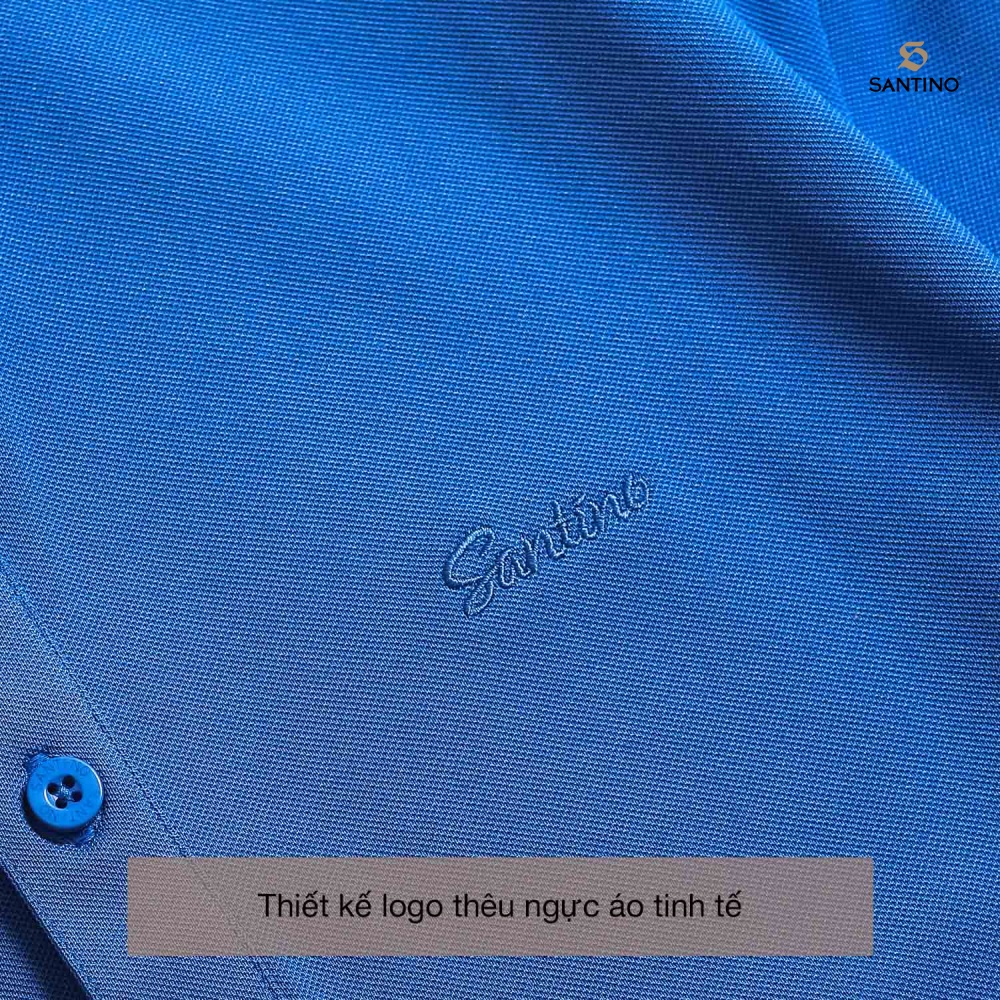 Áo Polo Nam Cá Sấu Santino Form Chuẩn, Màu Xanh Phối  Bo Cổ Co Giãn Thoải Mái Trẻ Trung Chống Nhăn E004