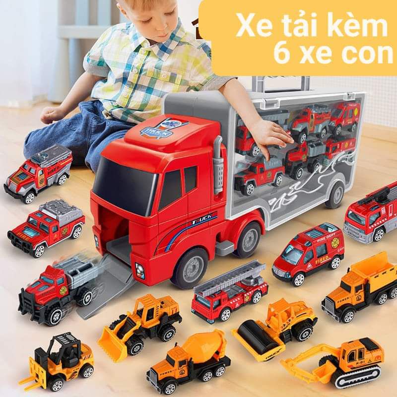 Đồ chơi mô hình xe tải chứa 6 xe con