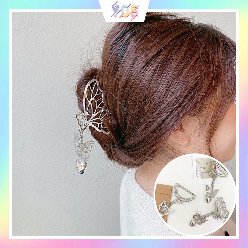 Kẹp tóc càng cua Hàn Quốc kim loại kèm bướm bay Butterfly cực HOT cho nữ