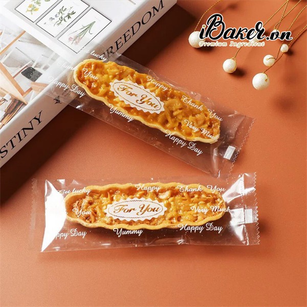 Túi đựng Bánh Thuyền Bánh quy dài trắng chữ For you (5x14.5cm)