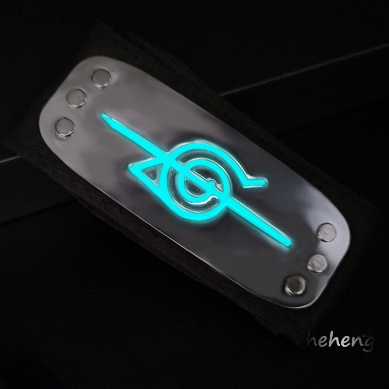 Băng Đô Hóa Trang Ninja Với Logo Làng Lá Mạ Kim Loại Dạ Quang