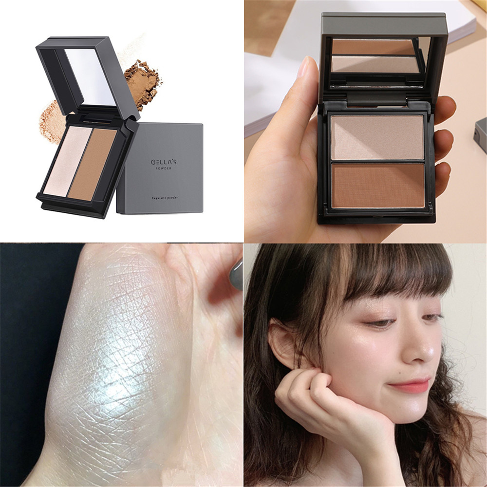 [sweet] woman fashion Two-color Contouring Natural Brightening Nose Shadow Highlight powder plate