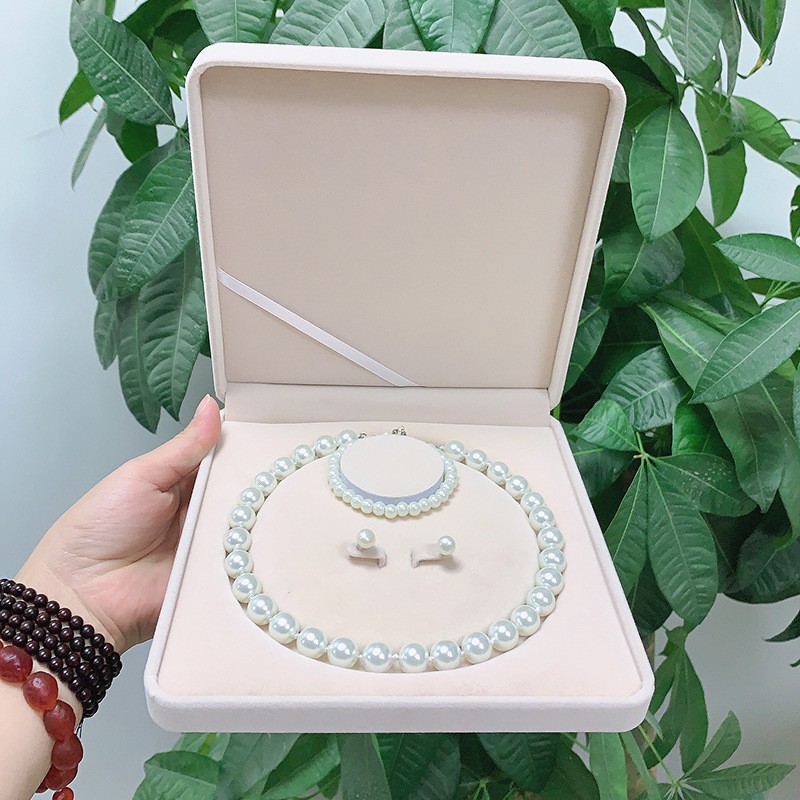 Hộp đựng trang sức - Hộp đựng dây chuyền ngọc trai cao cấp bọc nhung