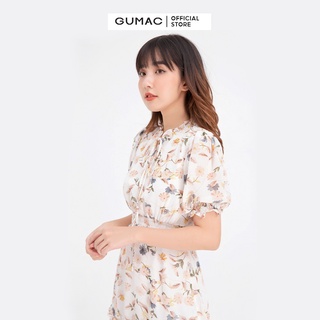 Đầm xòe nữ xẻ V nhún eo GUMAC DB727