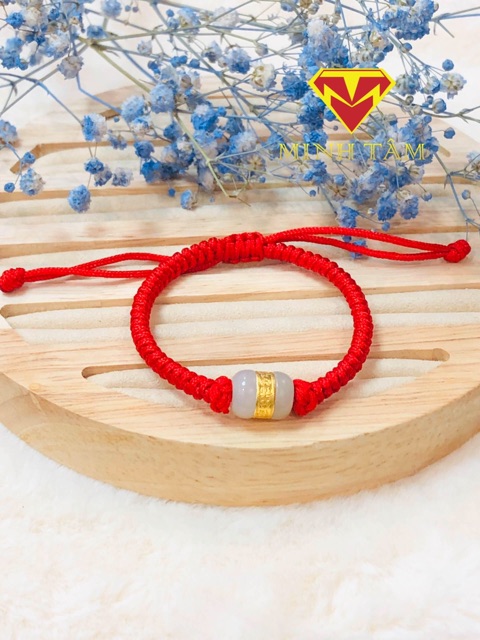 Vòng tay lu thống Bạch Ngọc may mắn✨Lu thống Bạch ngọc dây tết may mắn-Minh Tâm Jewelry