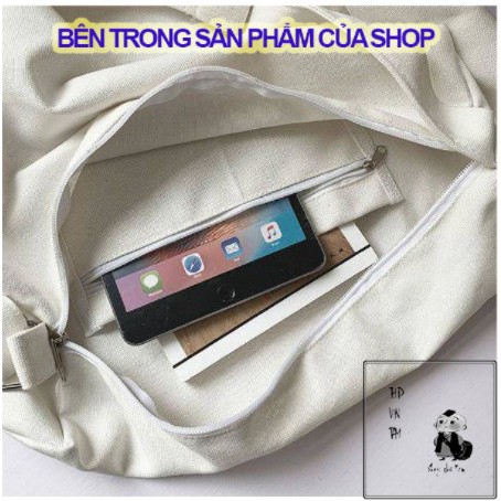 Túi Đeo Chéo Đi Học Đi Chơi Đeo Vai Tote Cở Lớn Vải Canvas Phong Cách Thời Trang Unisex