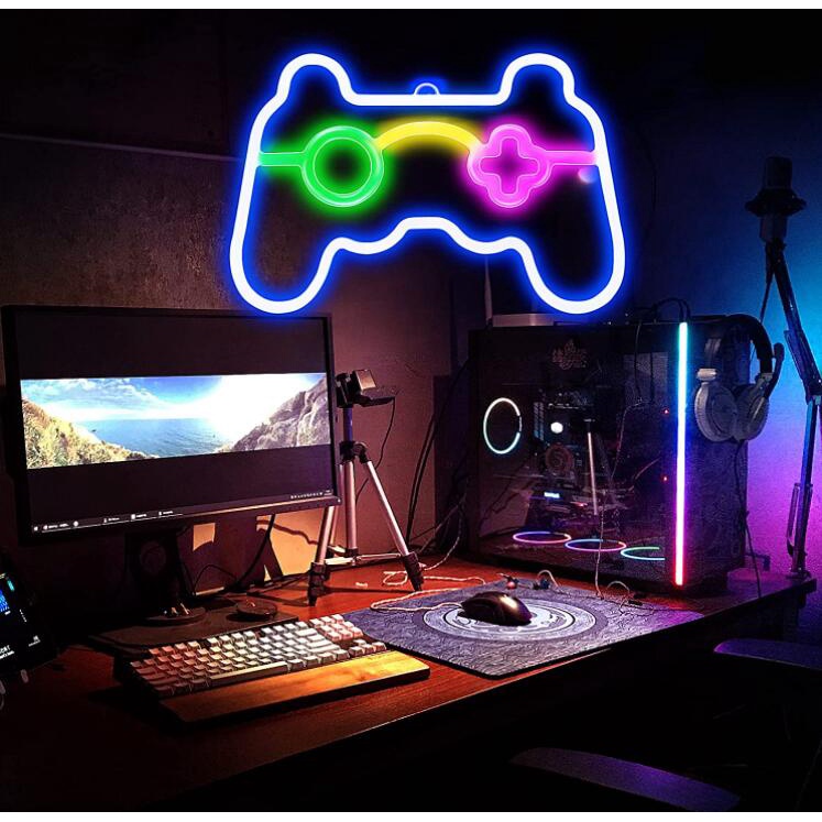 Đèn LED Neon Hình Tay Cầm Chơi Game Gắn Tường Trang Trí Phòng